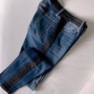 Frame Denim LeHigh skinny jeans with stretchy black tuxedo stripe and waist band